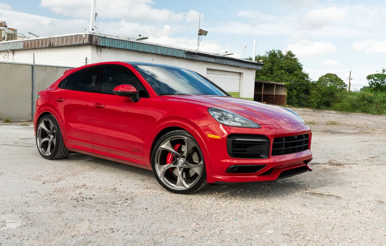 Photo wallpaper Porsche, red, Side, Cayenne Cup, Porsche Cayenne Coupe