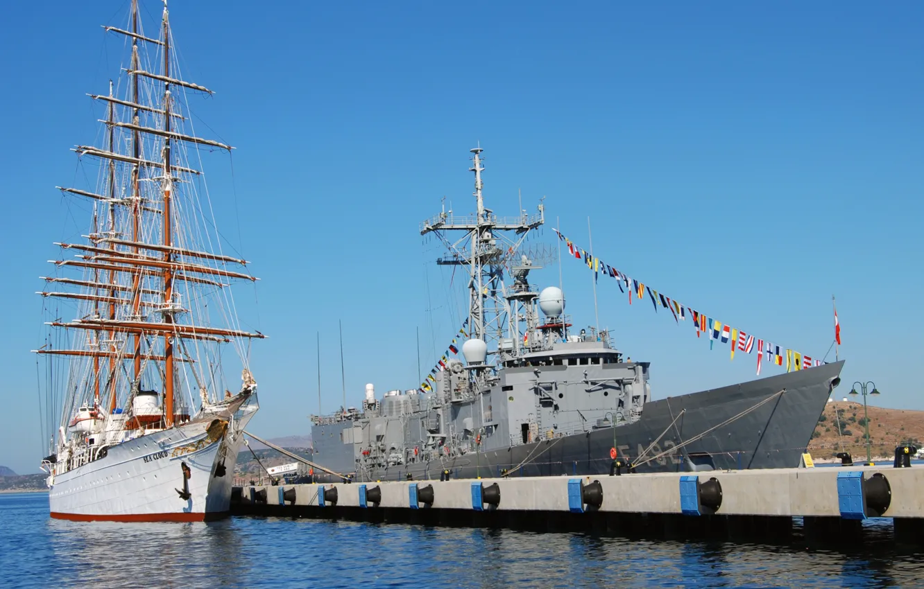 Photo wallpaper sailboat, squadron, destroyer, Sea Cloud, Gemlik