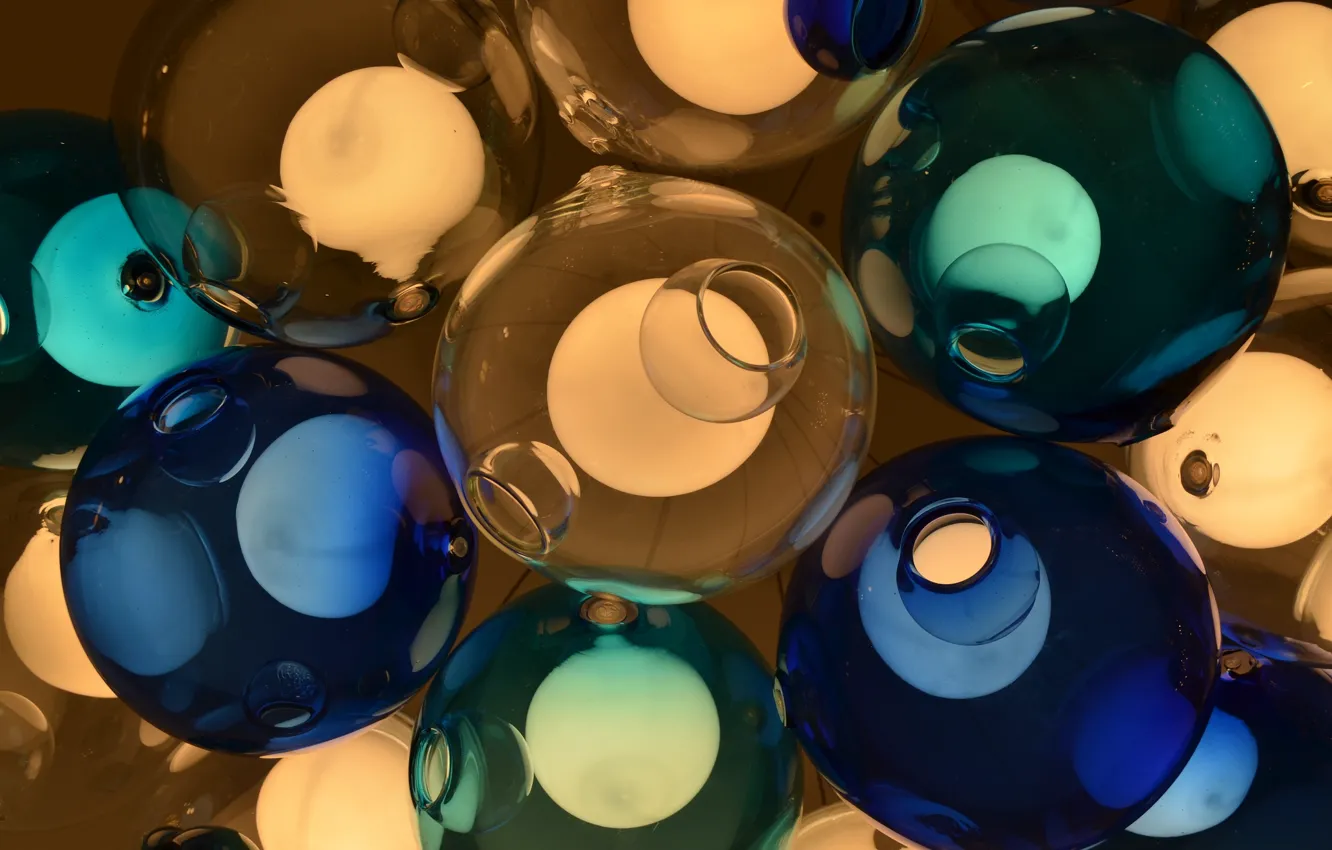 Photo wallpaper glass, light, balls, color, lamp