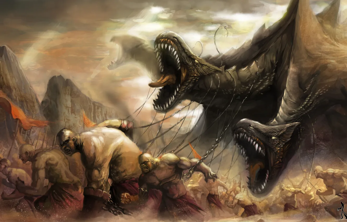 Photo wallpaper sand, the sky, fiction, dust, flag, art, mouth, chain