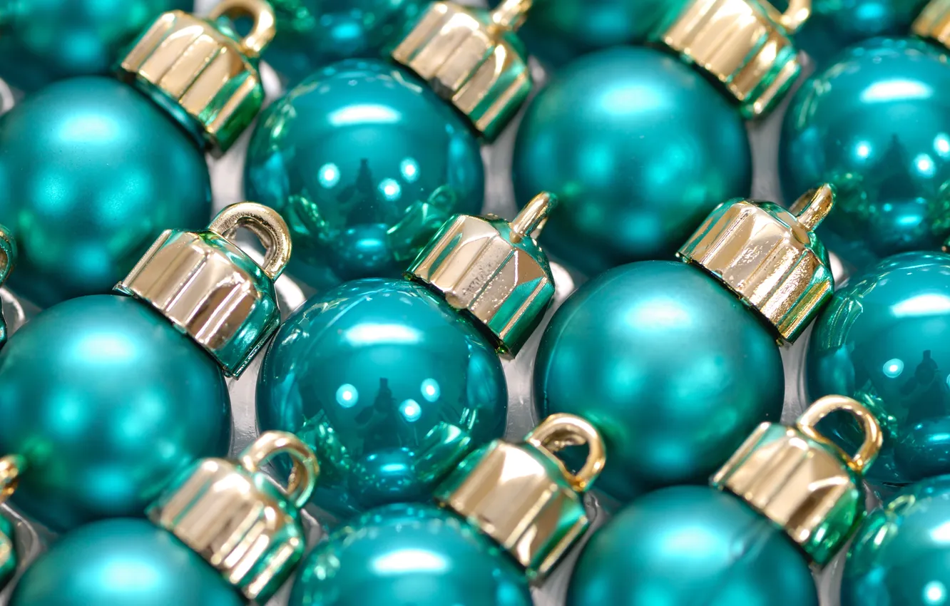 Photo wallpaper balls, reflection, holiday, balls, Shine, new year, turquoise, a lot