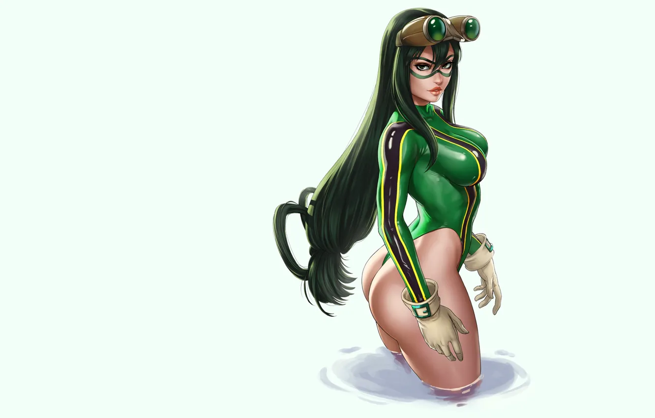 Photo wallpaper girl, hot, sexy, wet, boobs, frog, anime, water