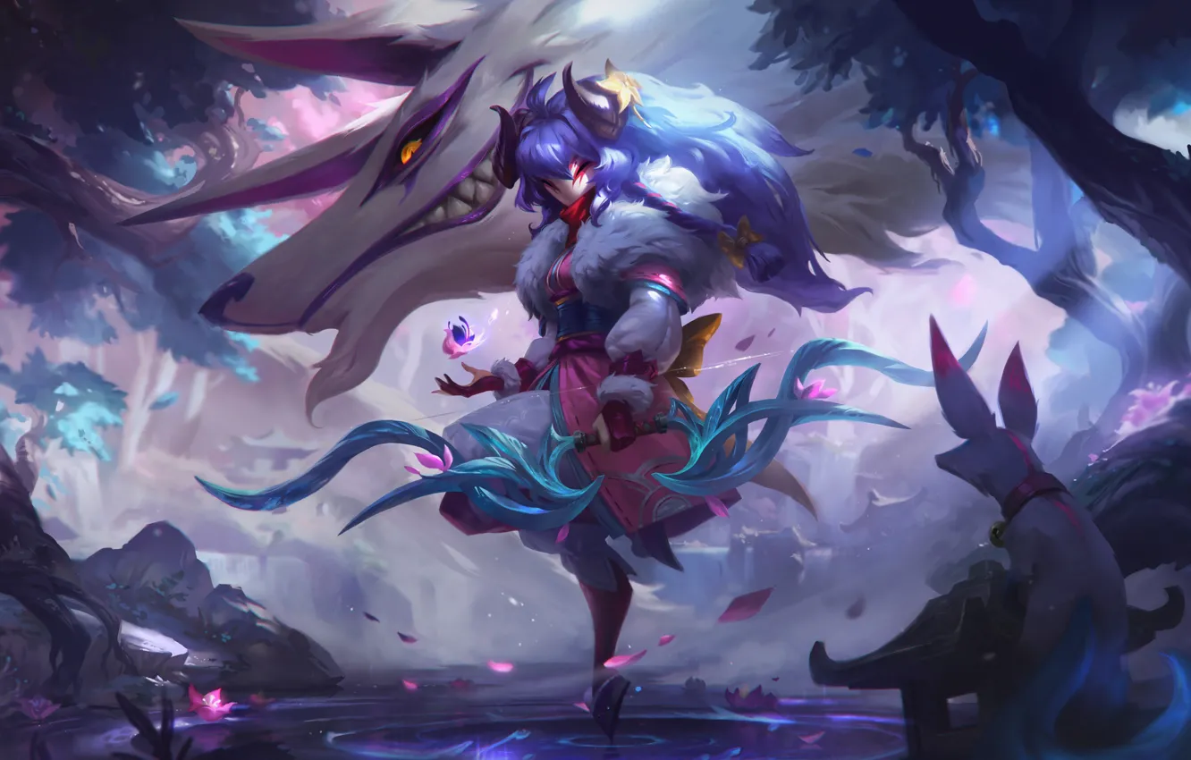 Photo wallpaper League of Legends, skin, Kindred, Spirit blossom