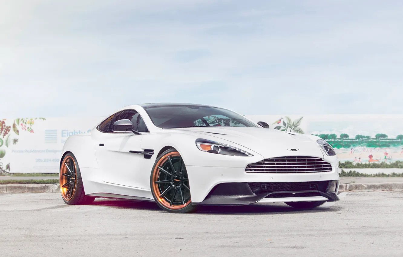 Photo wallpaper Aston Martin, V12, Vanquish, Wheels, Strasse