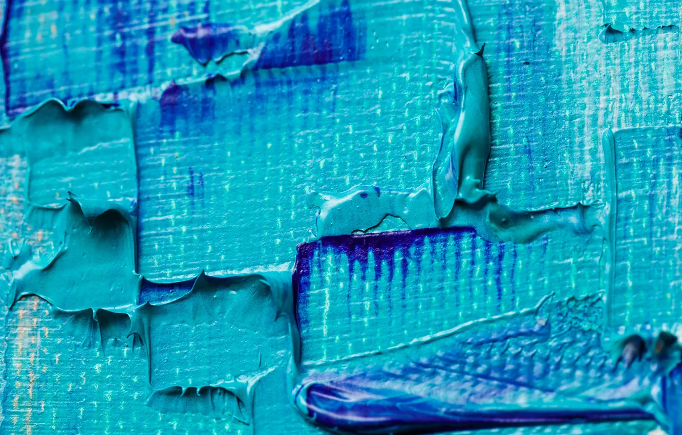 Photo wallpaper blue, paint, texture, spot, palette, turquoise, strokes, mix