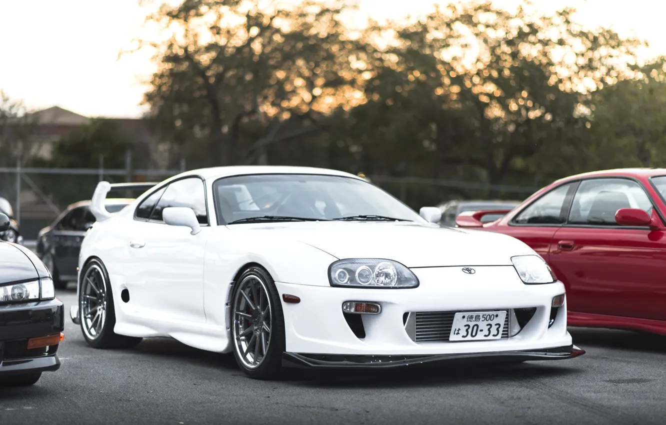 Photo wallpaper Japan, white, Toyota, tuning, power, Supra, race, Turbo