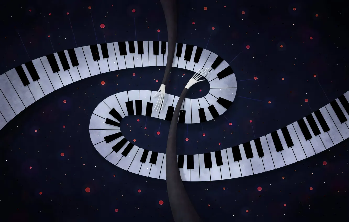 Photo wallpaper music, hands, keys, vladstudio