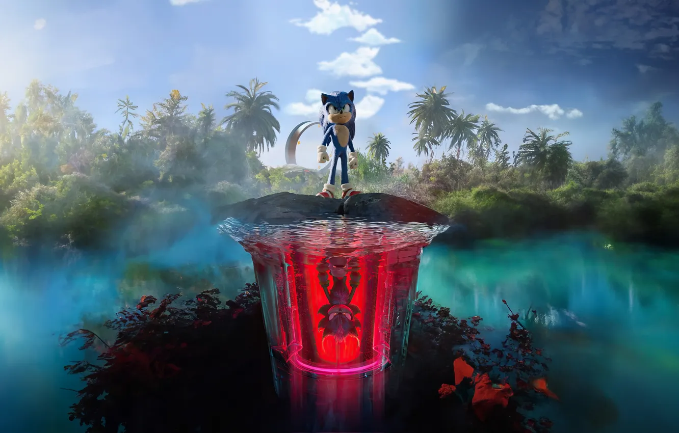 Photo wallpaper palm trees, jungle, movi, 2024, Sonic 3, Sonic The Hedgehog 3