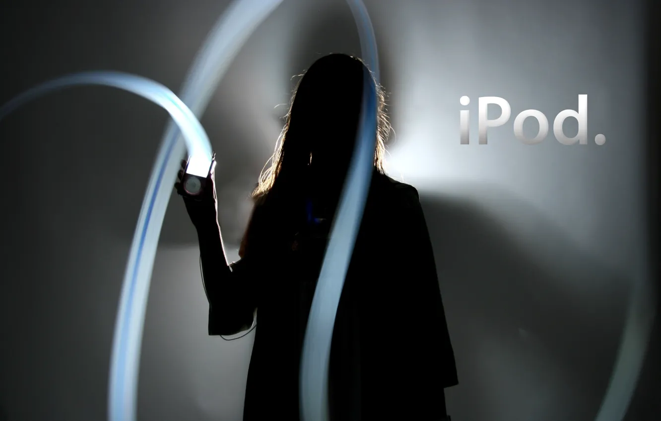 Photo wallpaper girl, light, line, abstraction, ipod, apple, player