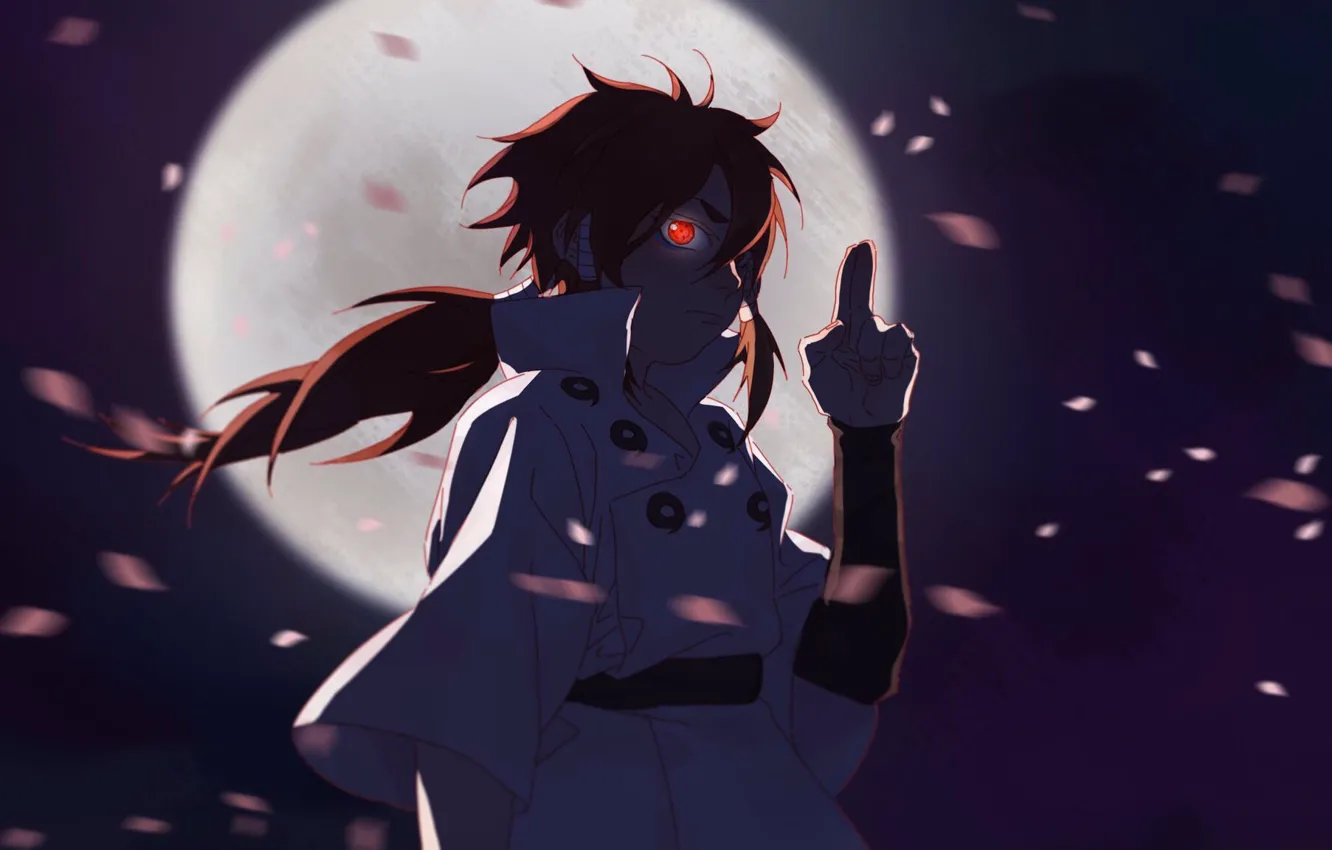 Photo wallpaper night, the moon, naruto, naruto, art, sharingan, Ootsutsuki Indra, by_ supper Creek Creek