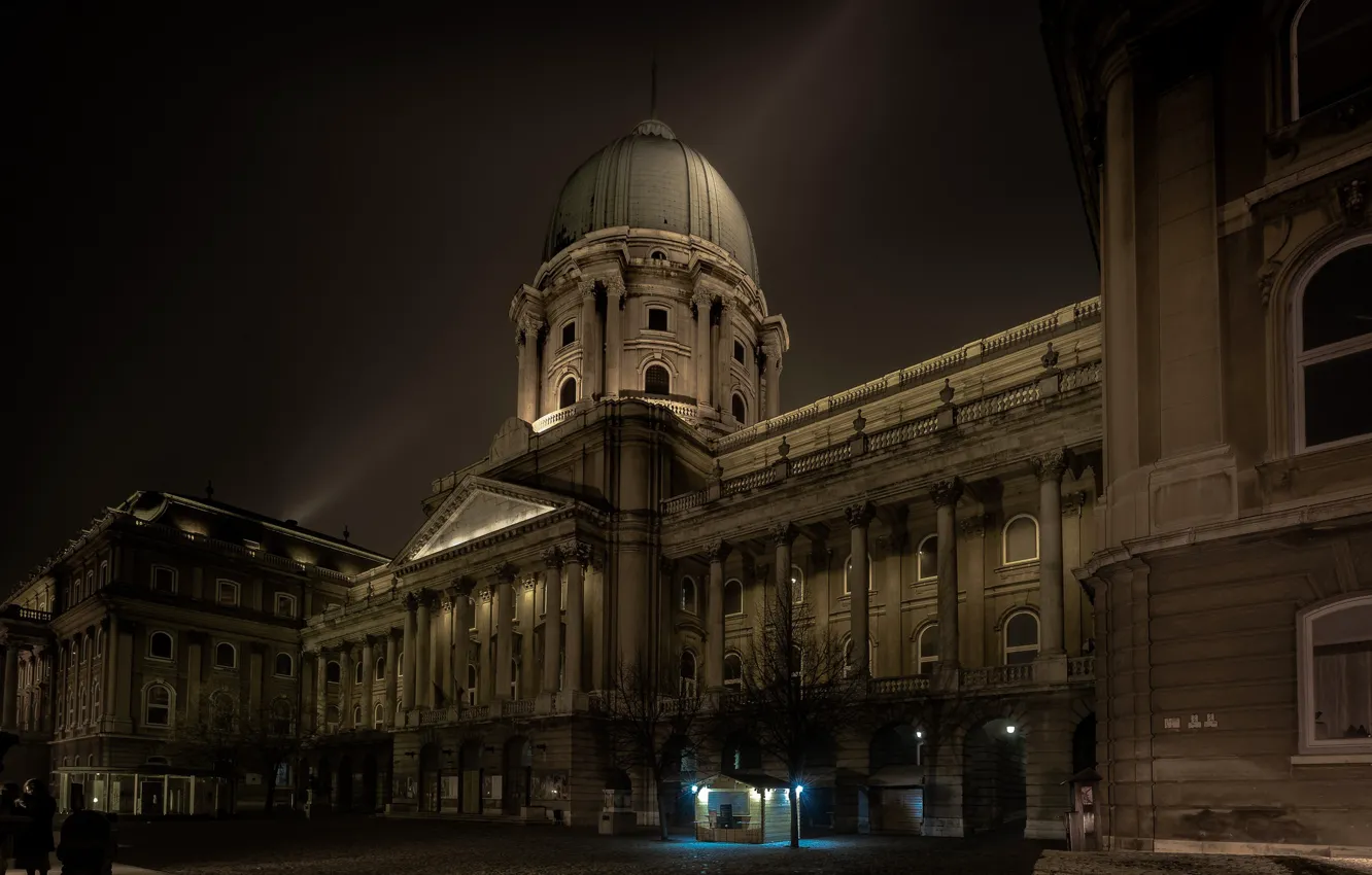 Photo wallpaper night, Hungary, Budapest, Royal Palace, Buda castle