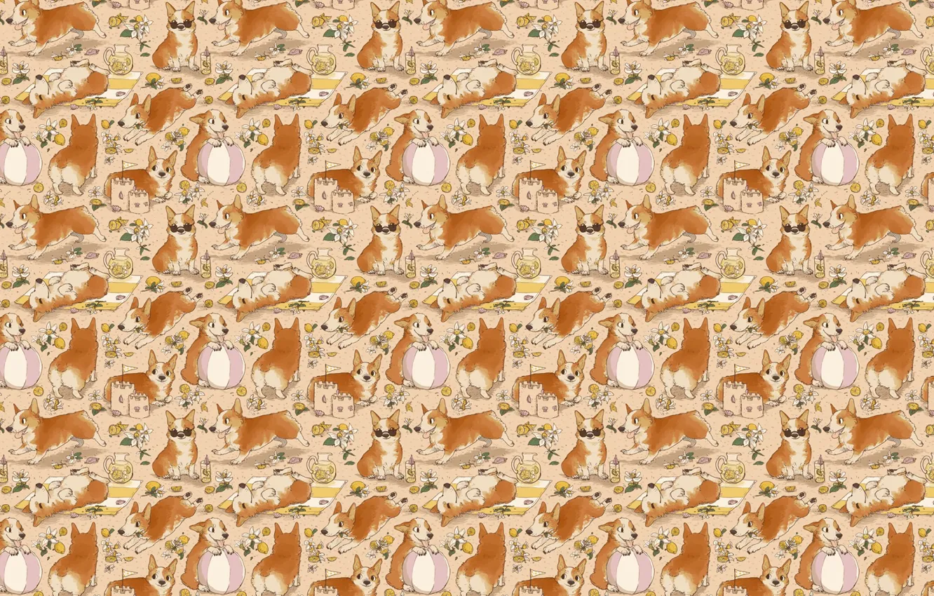 Photo wallpaper background, texture, art, dog, children's