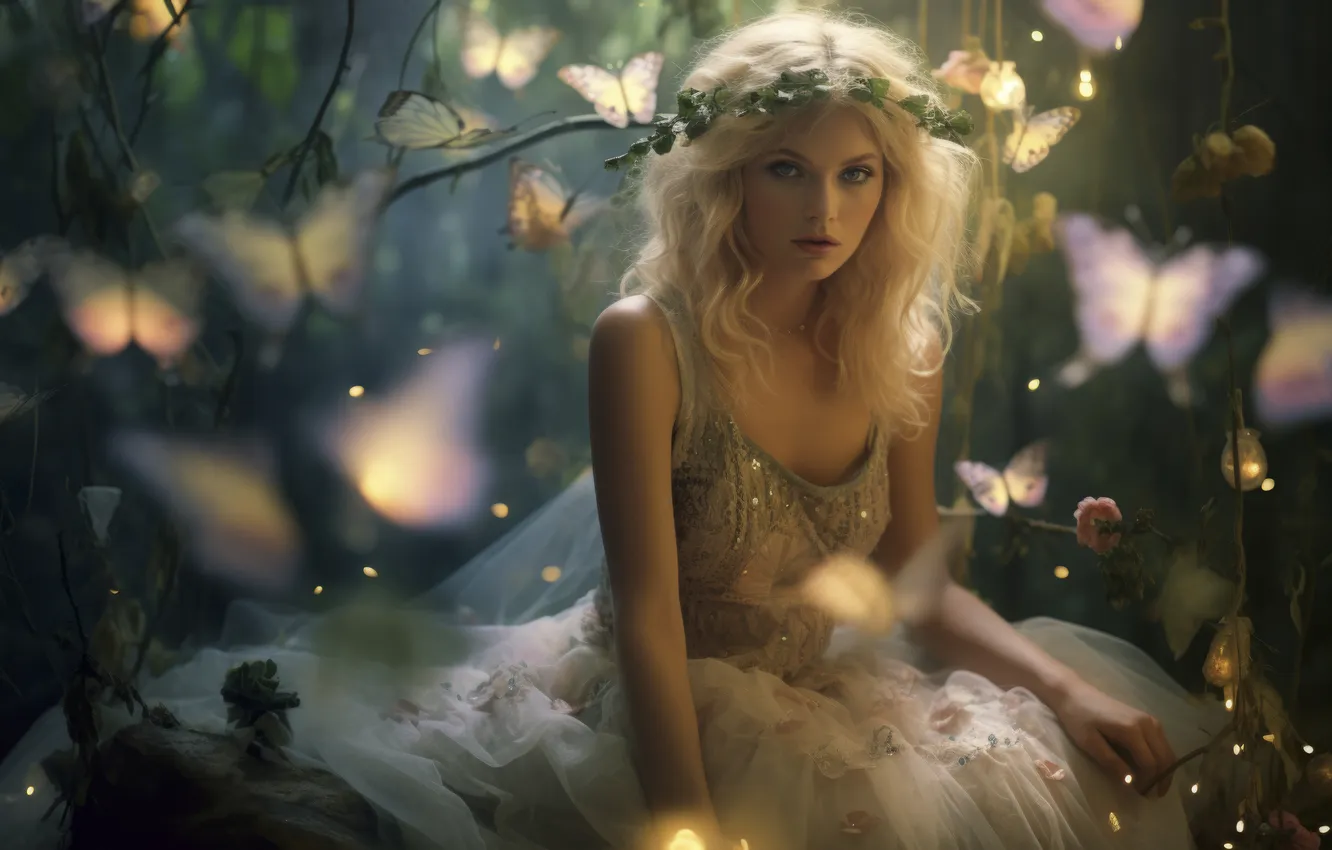 Photo wallpaper girl, fairy, fantasy, AI art, neural network
