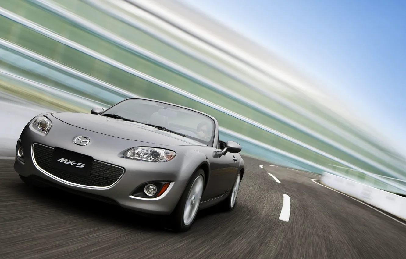 Photo wallpaper road, speed, Mazda