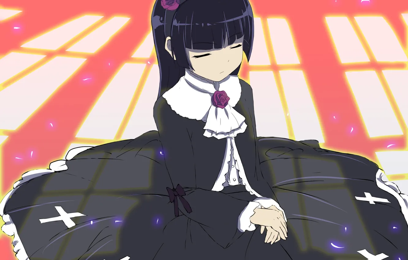 Photo wallpaper girl, anime, sitting, OreImo, Humility