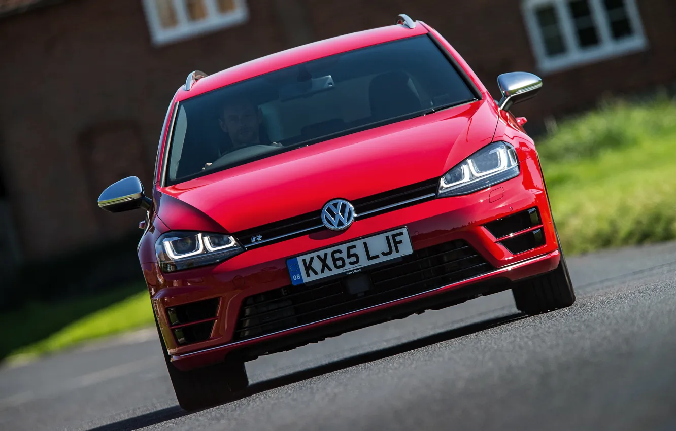 Photo wallpaper red, Volkswagen, front, universal, 2015, Golf R Estate