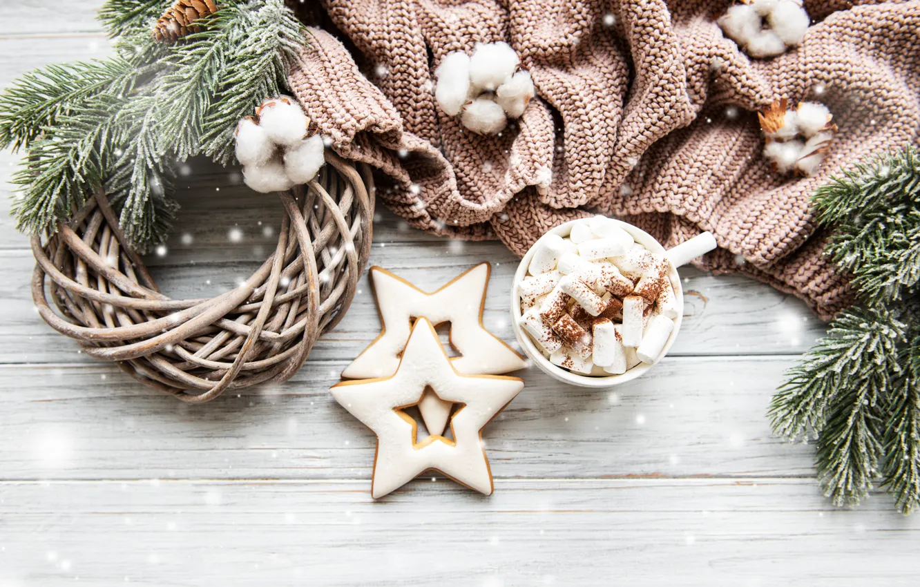 Photo wallpaper winter, snow, decoration, Christmas, mug, New year, new year, Christmas