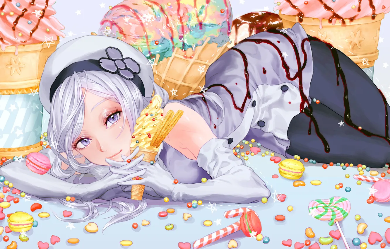 Photo wallpaper look, girl, smile, sweets, lies, art, rukiana, Mobile Suit Gundam