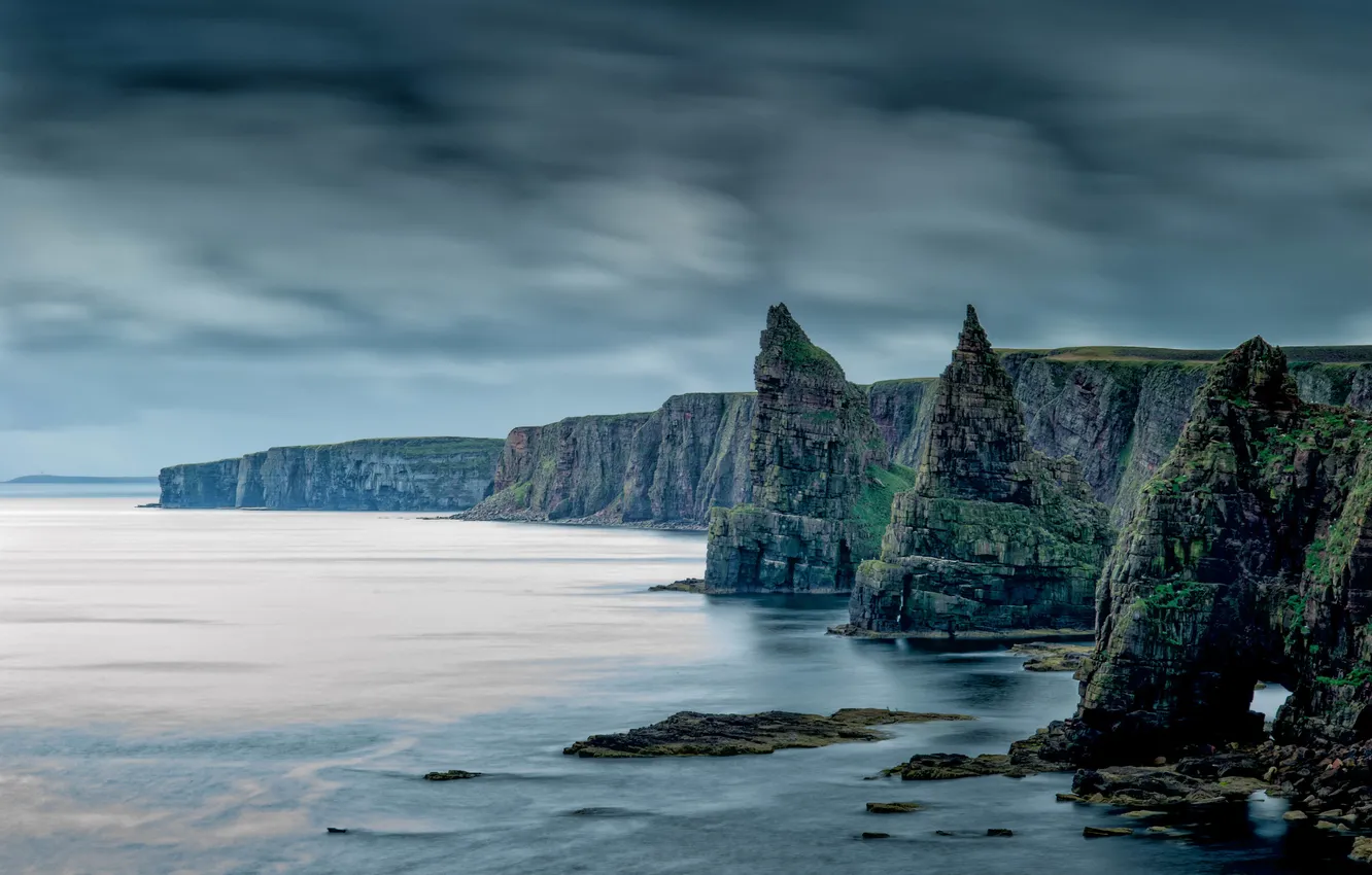Photo wallpaper sea, landscape, rocks, Caithness, Stacks of Duncansby
