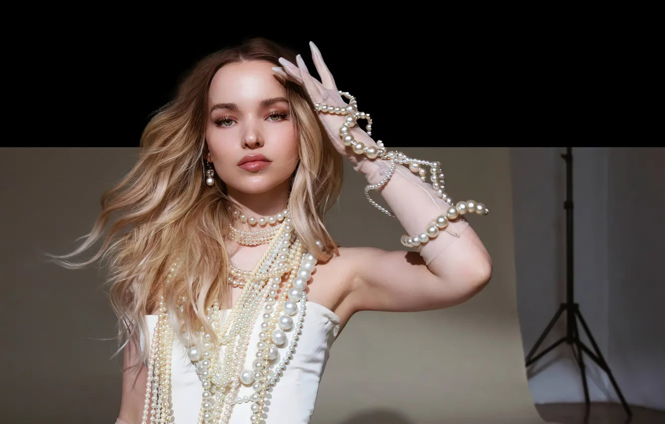 Photo wallpaper look, girl, decoration, pose, photo, hair, makeup, blonde