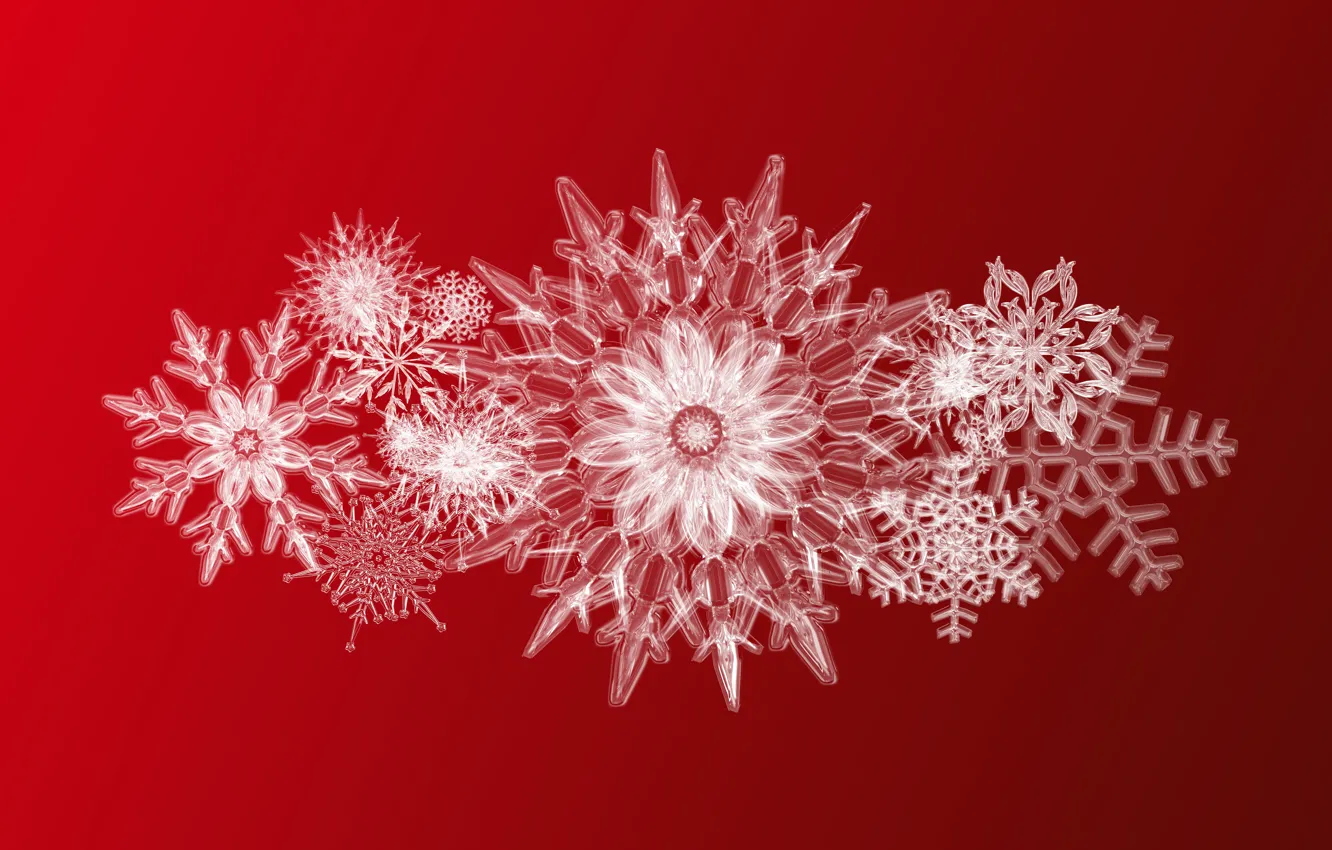 Photo wallpaper snowflakes, background, crystals