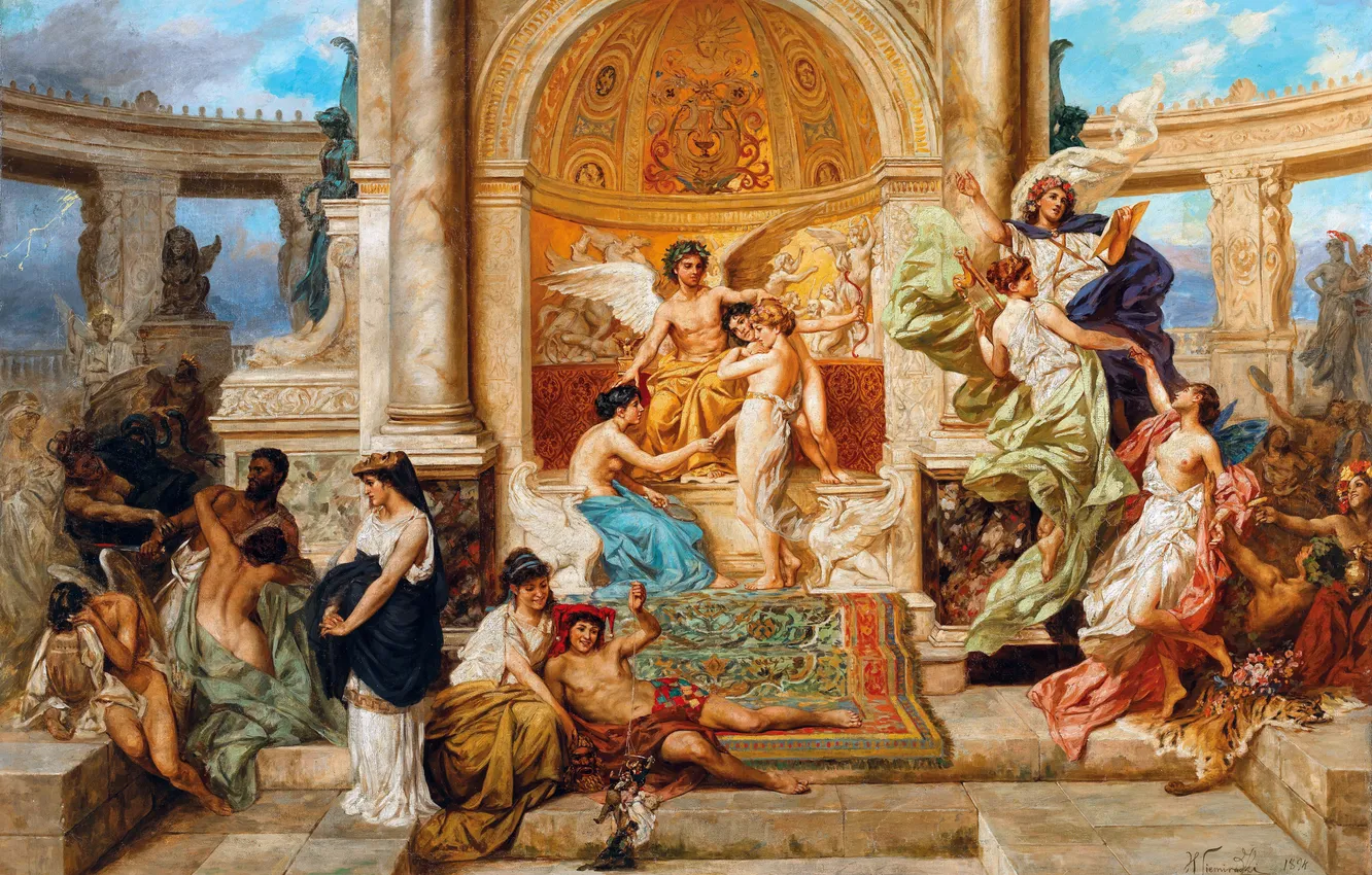 Photo wallpaper people, picture, Henri semiradzki, Russian and Polish painter, Henryk Siemiradzki, In Krakow, Curtain design for …