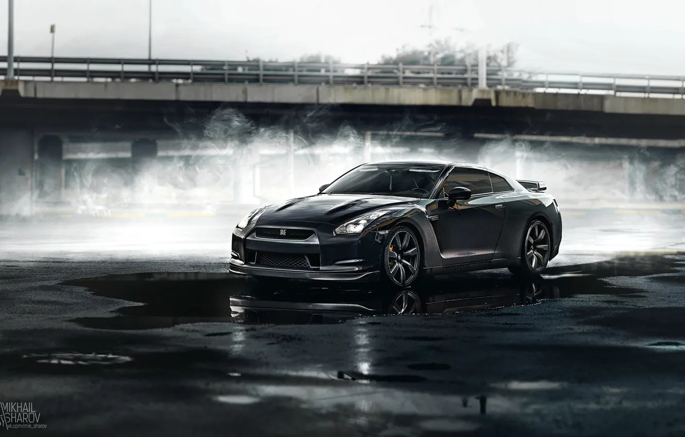 Photo wallpaper Auto, Black, Machine, Nissan, Nissan GT-R 35, GT-R 35, Mikhail Sharov, Transport & Vehicles