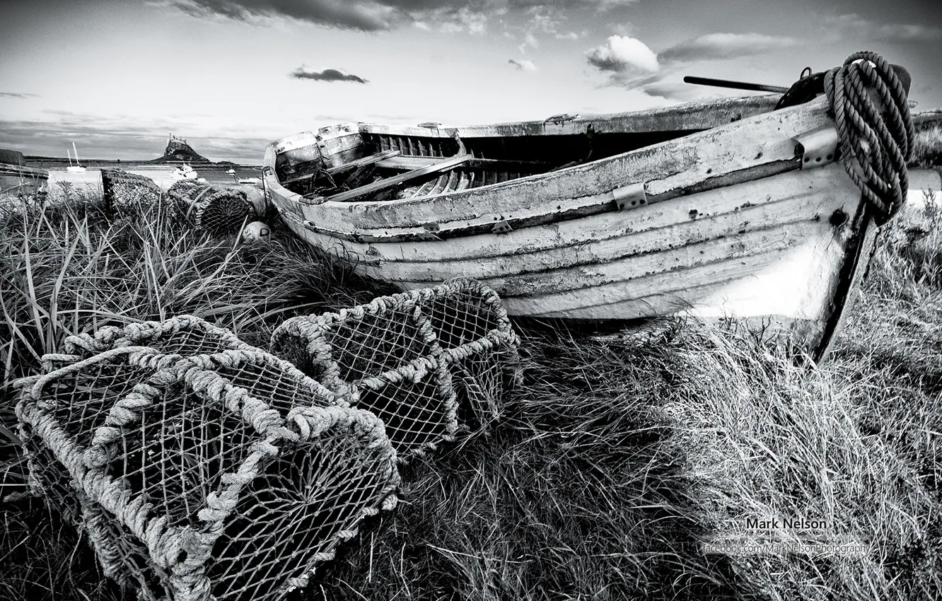 Photo wallpaper boat, photographer, magic b & W photo, Monochromatic, Mark Nelson