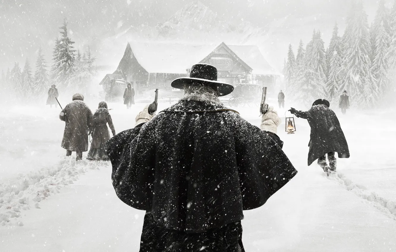 Photo wallpaper Winter, Snow, Men, Woman, Kurt Russell, SHERIFF, Movie, Film