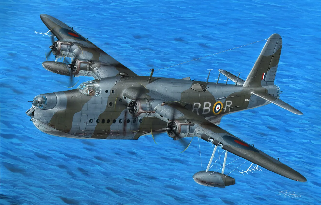 Photo wallpaper Military, Seaplane, Flying boat, Velikobritaniya, Short Sunderland, Short Sunderland Mk.II