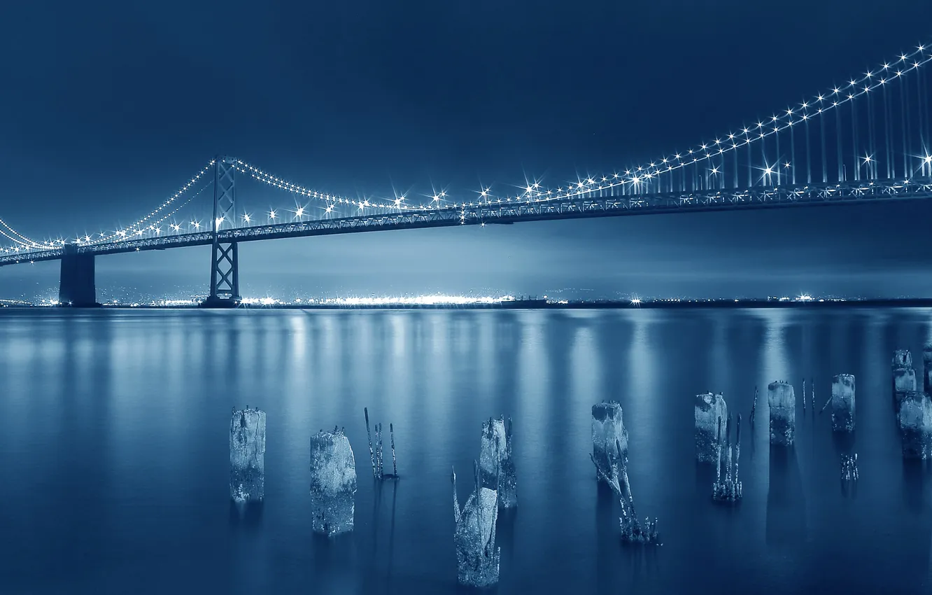 Photo wallpaper City, Amazing, Blue, Bridge, San Francisco, Beauty, Bay, Architecture