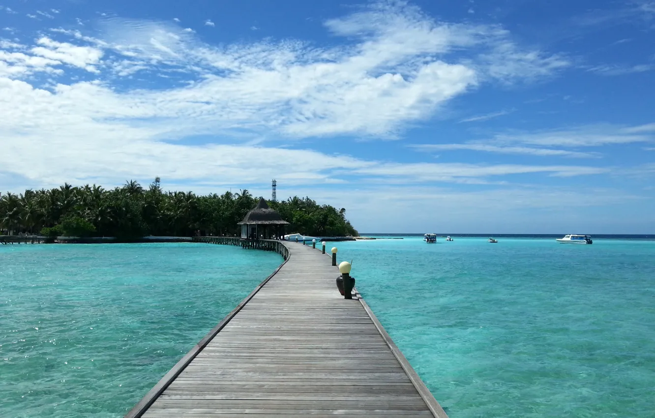 Photo wallpaper sea, the sky, the ocean, stay, island, The Maldives