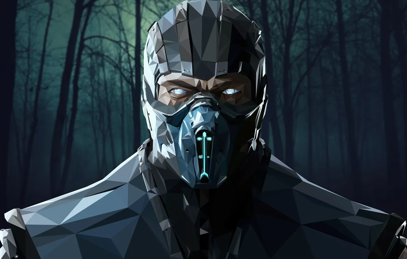 Photo wallpaper Mortal Kombat, sub zero, artwork, low poly, Kuai Liang