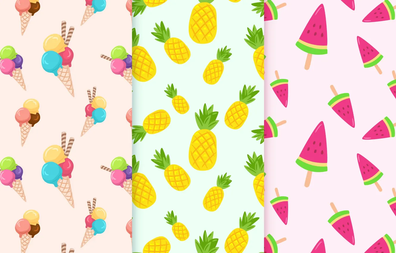 Photo wallpaper vector, texture, fruit, patterns, fruit, ice cream