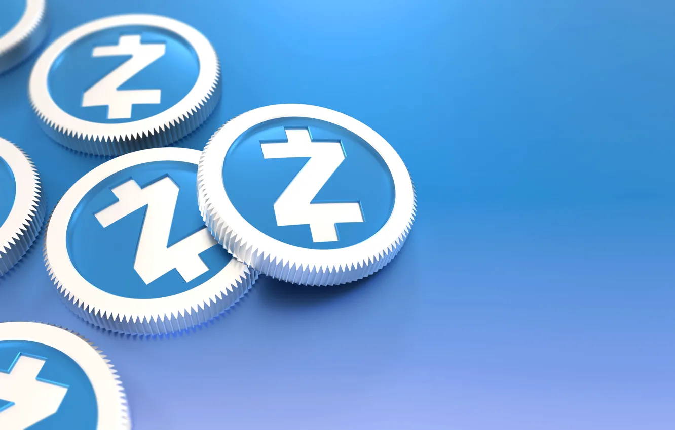Photo wallpaper blue, coins, the volume, cryptocurrency, zcash, zec
