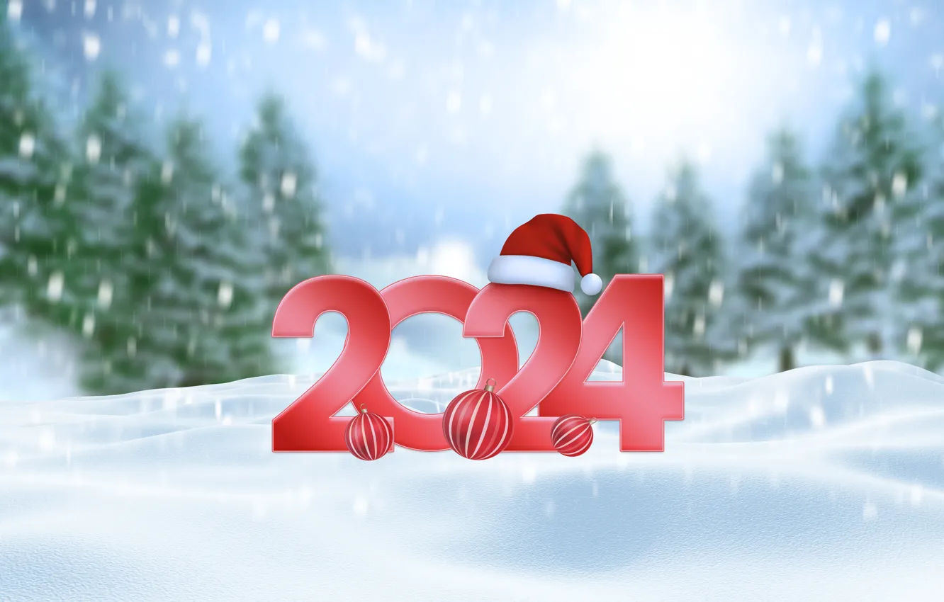 Photo wallpaper winter, snow, gold, new year, figures, winter, snow, New Year