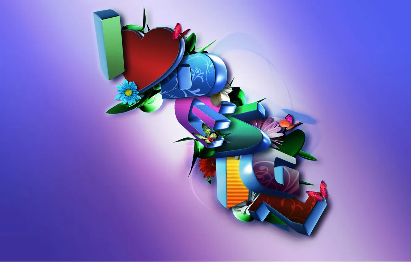 Photo wallpaper flowers, abstraction, butterfly