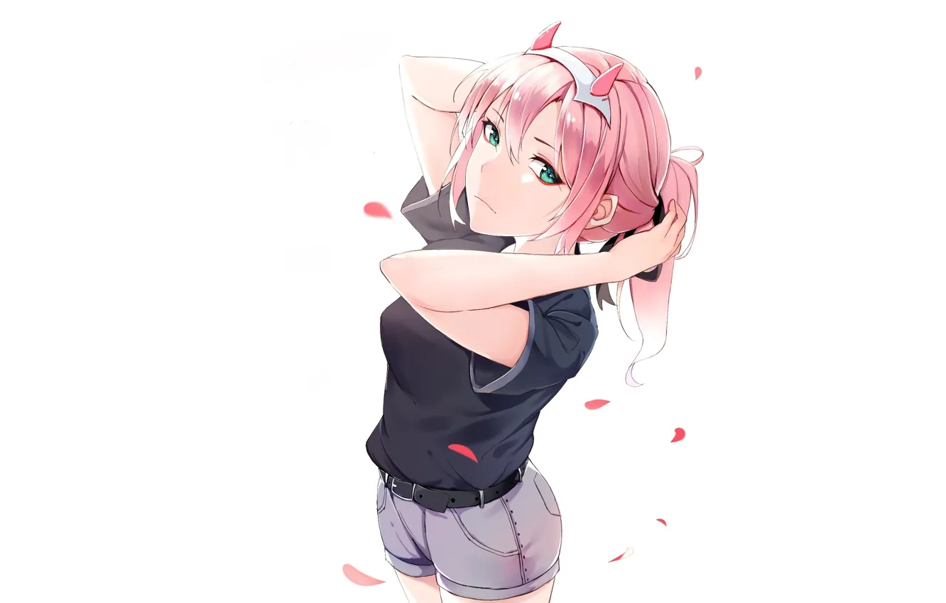 Photo wallpaper girl, shorts, anime, art, t-shirt, 002, Darling In The Frankxx, Cute in France