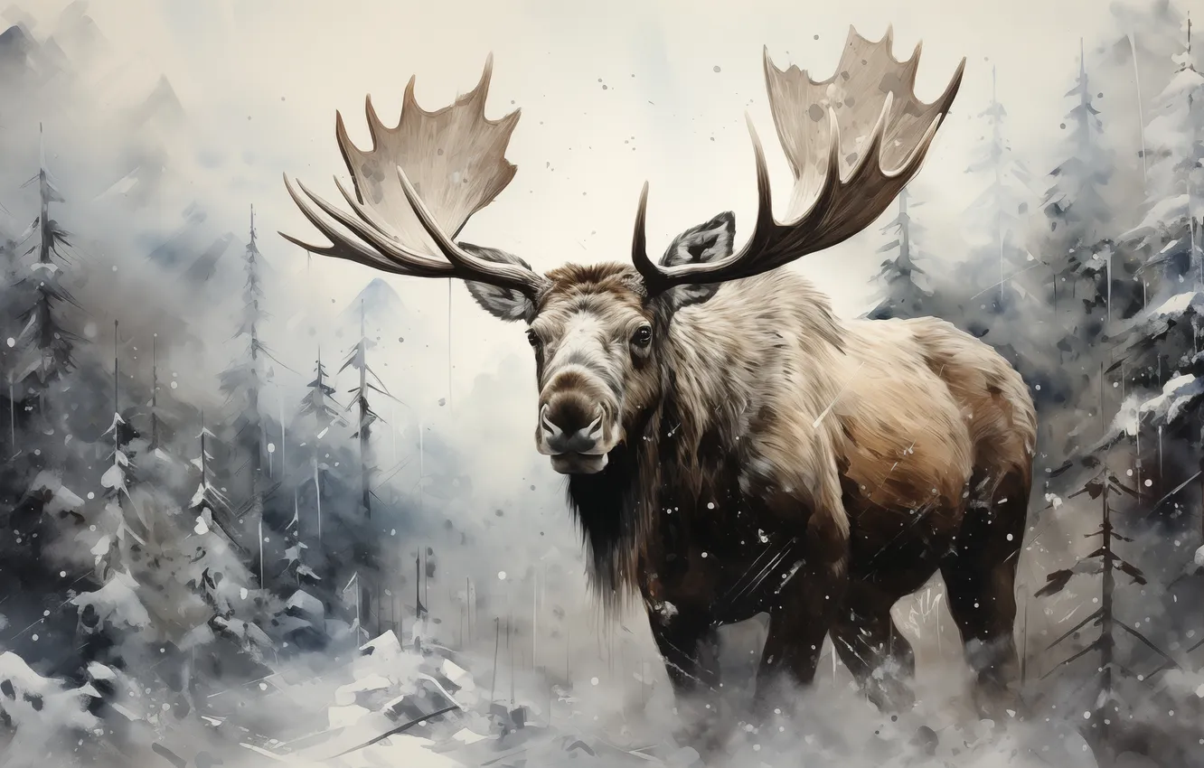 Photo wallpaper fantasy, art, Moose