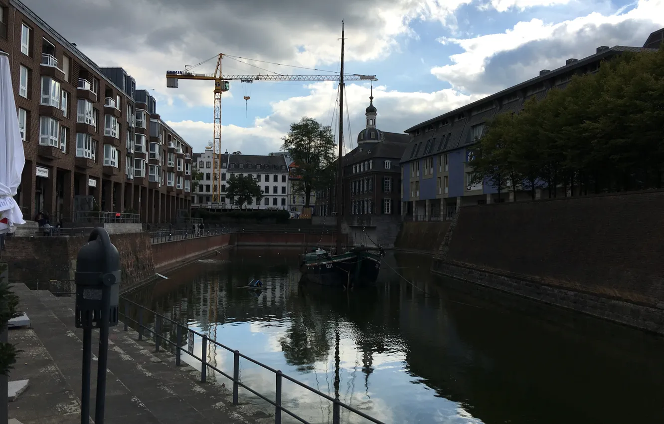 Photo wallpaper city, Germany, Europe, autumn, Dusseldorf