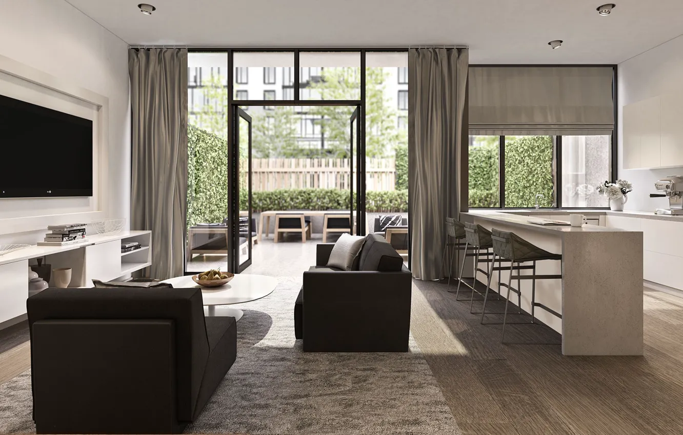 Photo wallpaper interior, kitchen, living room, Oosten Williamsburg Townhouse