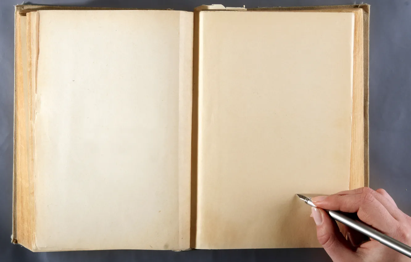 Photo wallpaper paper, feathers, hands, book, page, turn