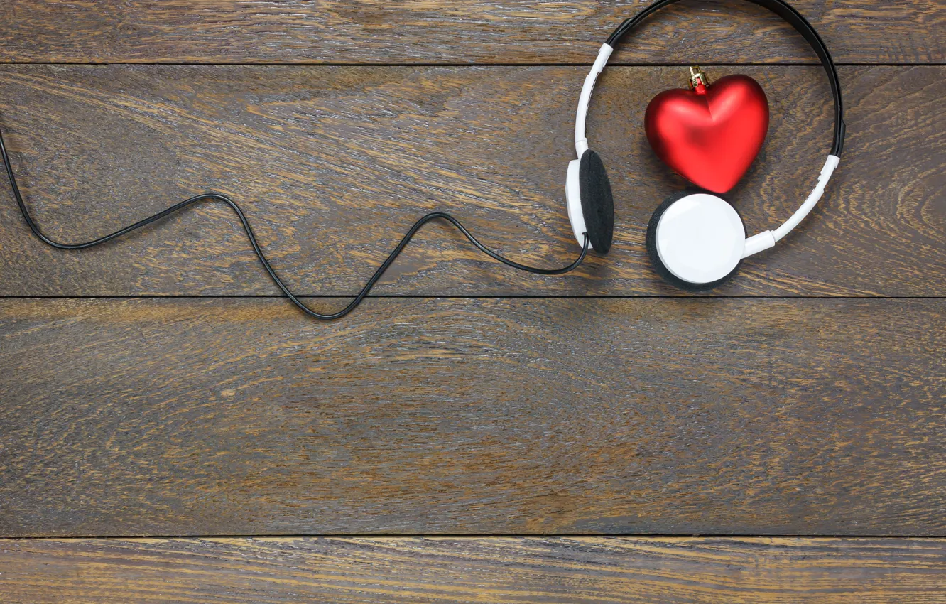Photo wallpaper background, holiday, headphones, hearts, Valentine's day