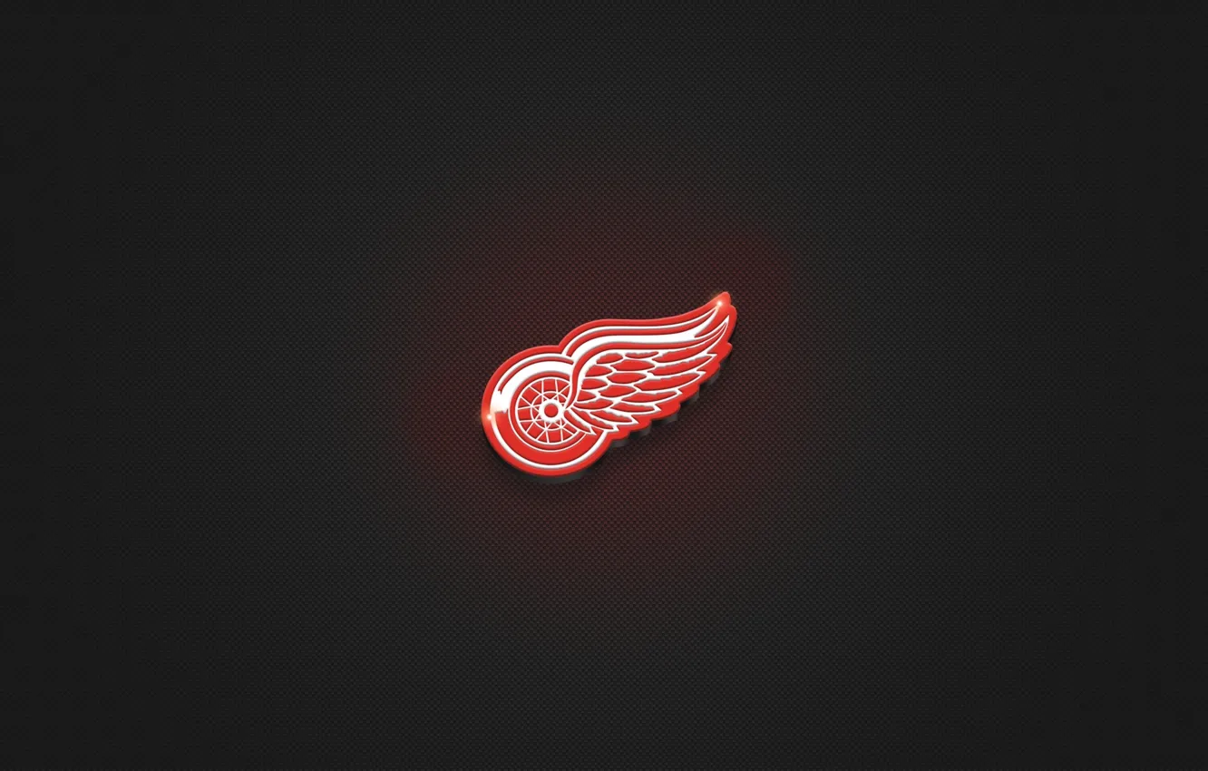 Photo wallpaper Red, Minimalism, Wheel, Wings, Logo, Texture, Hockey, Red Wings