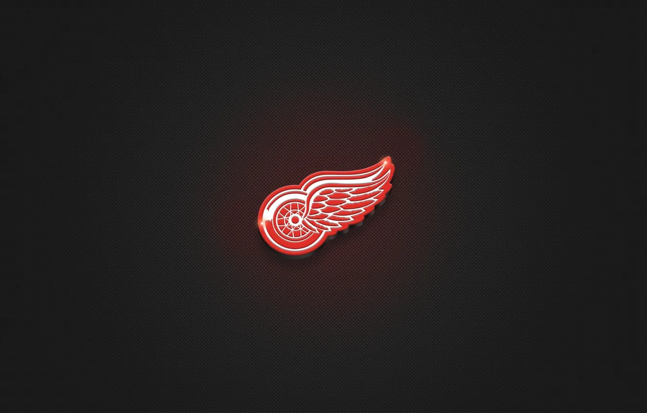 Photo wallpaper red, wings, minimalism, texture, logo, wheel, hockey, Red Wings