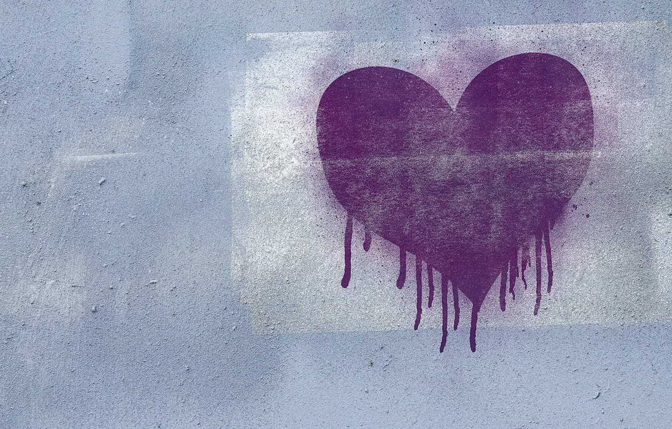 Photo wallpaper purple, love, wall, graffiti, heart