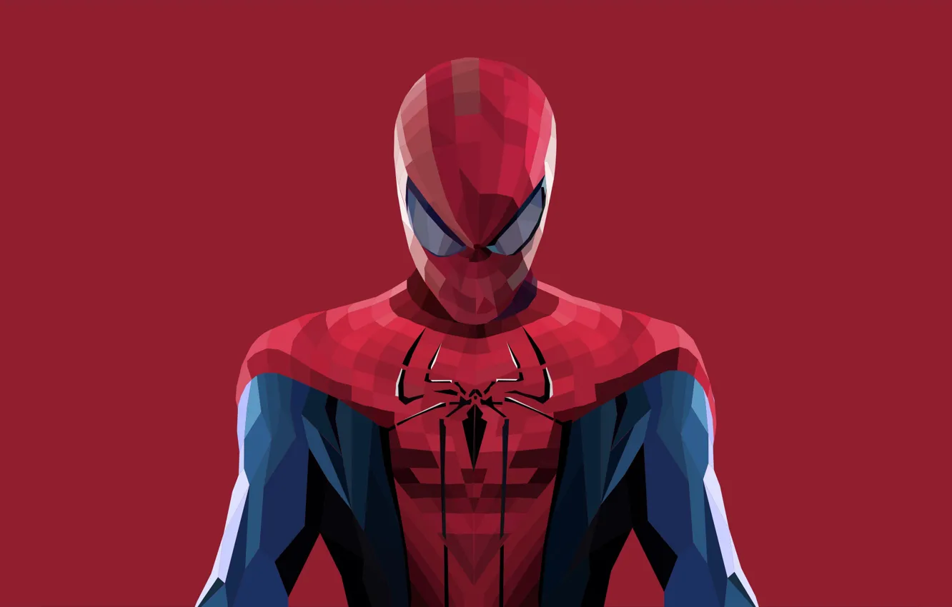 Photo wallpaper red, background, art, costume, Marvel, comic, Spider-man, Spider-Man