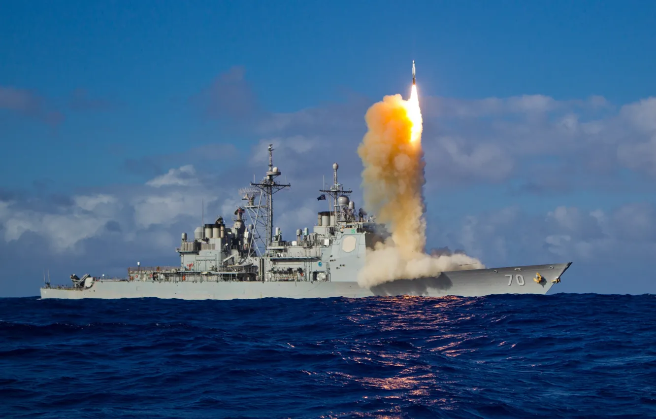 Photo wallpaper United States Navy, USS Lake Erie, Length 567 feet, Phalanx CIWS Block 1B, Ticonderoga -class …