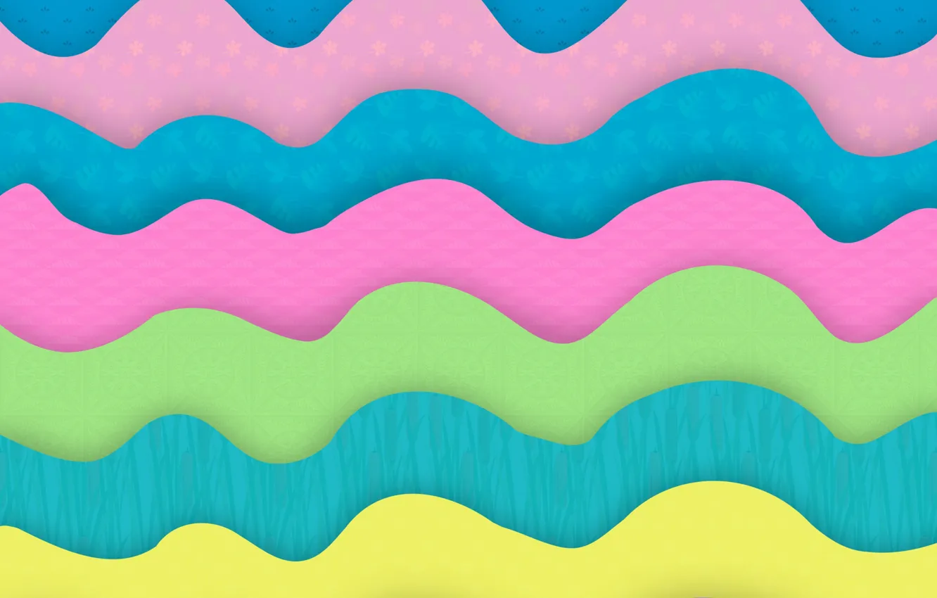Photo wallpaper wave, abstraction, green, colorful, yellow, blue, pink, background
