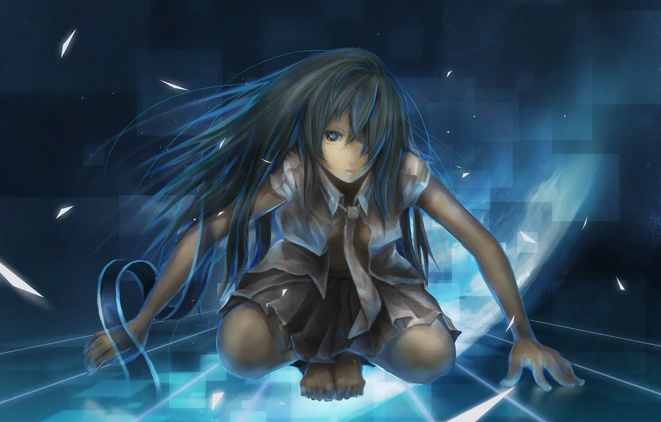 Photo wallpaper girl, surface, fragments, art, tie, form, shirt, vocaloid